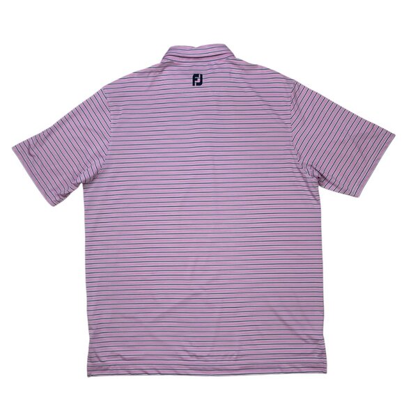 FootJoy FJ Lisle Multi Stripe Self Collar Golf Polo XL Pink Short Sleeve Golfer - Picture 2 of 11